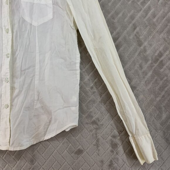 Armani Exchange Womens S Button Up Shirt White Graphic Logo Long Sleeve Artist - Picture 4 of 16